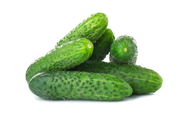 Fresh cucumbers on white background