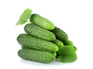 Fresh cucumbers on white background