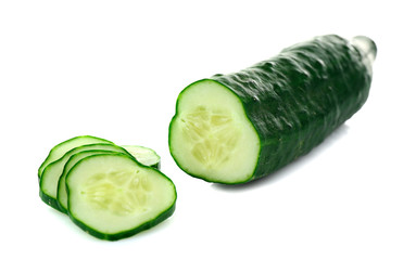 Fresh cucumber on white background