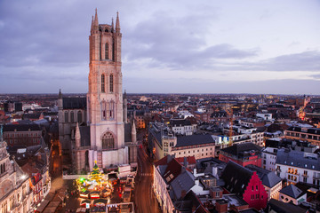 The city of Ghent at sunset.