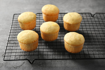 Banana muffins on baking grid
