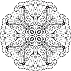 Mandala style black and white image (part 3).