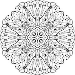 Mandala style black and white image (part 3).
