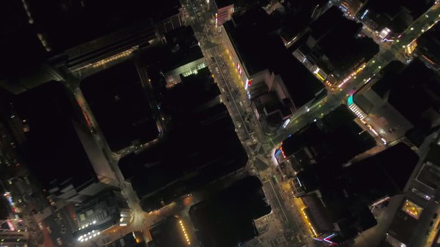Japan Tokyo Aerial v169 Vertical birdseye view over downtown Shinjuku at night 2/17