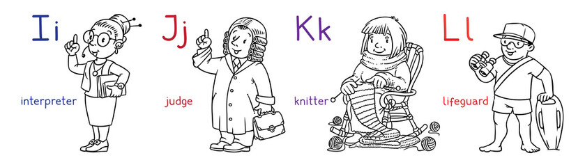 ABC professions coloring book set.