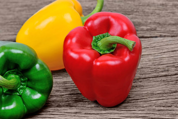 Group of colorful pepper on table