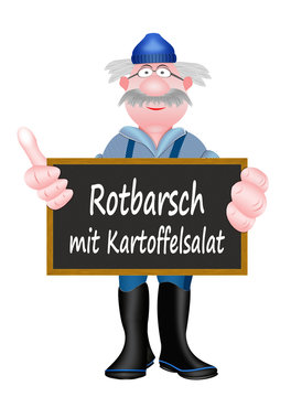 Rotbarsch mit Kartoffelsalat, klassisches Fischgericht in Norddeutschland