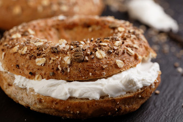Bagel sandwich with soft cheese