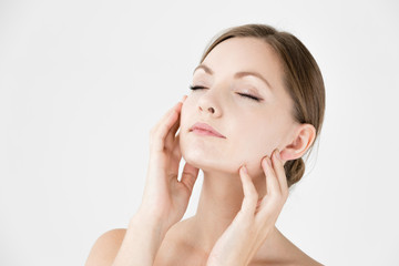 Fototapeta premium portrait of attractive woman beauty image isolated on white background