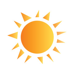 Yellow shaded simple sun with rays vector.