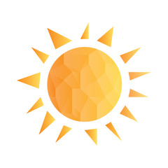 Yellow segmented geometric sun with rays vector.