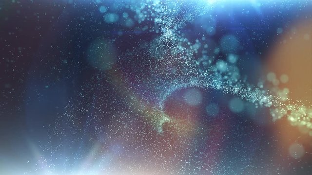 Seamless looping flowing particles in space, with beautiful light effects. 30 seconds long and loops. Check out our portfolio for similar backgrounds and much more!