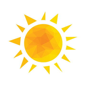 Yellow segmented geometric sun with rays vector.