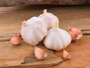 garlic on wooden background