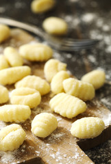 Uncooked homemade potato gnocchi