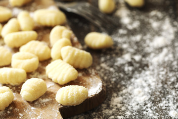 Uncooked homemade potato gnocchi
