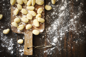 Uncooked homemade potato gnocchi