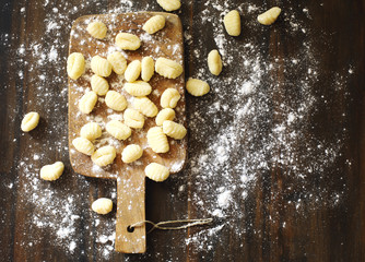 Uncooked homemade potato gnocchi