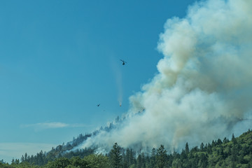Airplane Helicopter Fighting Wildfire