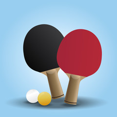 Two rackets design for playing table tennis on Light Blue background.