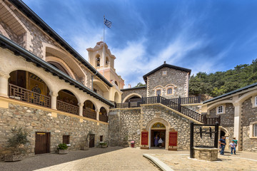 Courtyard in the famous Kykkos monastery - obrazy, fototapety, plakaty