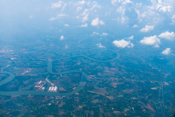 Green terrian aerial view in thailand