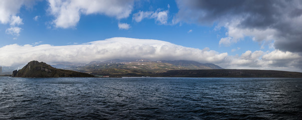 Severo-Kurilsk village on Paramushir Island, through the Kuril Straight, Kuril Islands, Russia