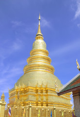 Naklejka premium wat phra that haripunchai is a lanna style temple thailand