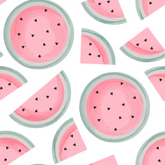 Sliced watermelon watercolor seamless pattern