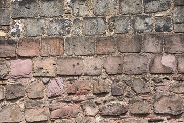 Weathered brick and mortar wall horizontal background