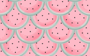 Watermelon watercolor seamless pattern