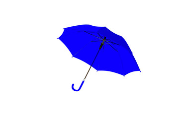 Umbrella blue isolated on white background, object of protection against rain