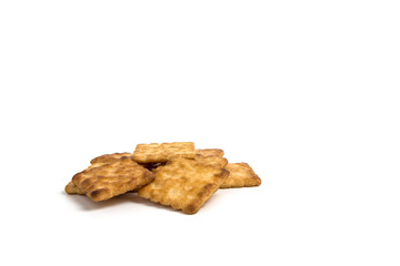 Pile sugar crackers on isolated white background