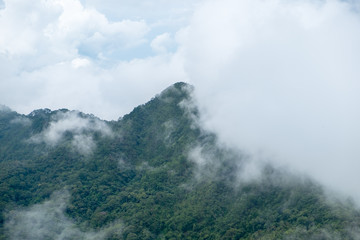 View of mist cover the mountaintop at Nan, Thailand