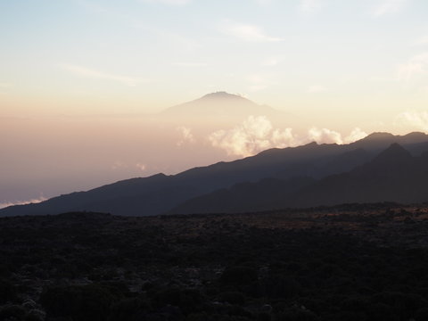 mountain landscape with Mt Meru from Kilimanjaro, Tanzania, Africa