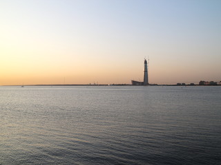 high-rise building on the shore