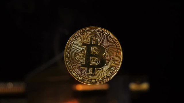 Closeup Bitcoin Model Not Damaged and Can Changes Real Money