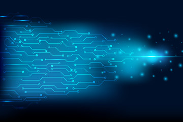 Blue Abstract Circuit Board Hi Technology Scifi Idea Concept Vector Background