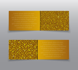 Golden Sequins Banners. Card, Brochure, Probe.