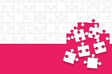 Some White Puzzles Pieces Pink - Vector Jigsaw
