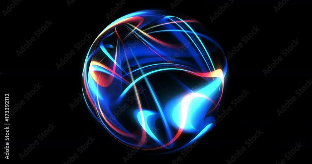 Wall mural abstract plasma ball, light rays for motion graphics. 4k loop. high definition spinning object motio