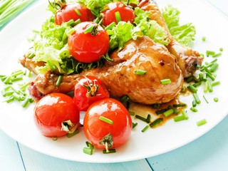 Baked chicken with veggies