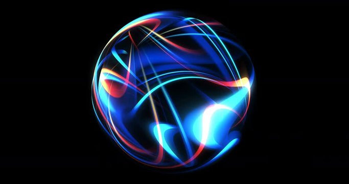Abstract plasma ball, light rays for motion graphics. 4K loop. High definition spinning object motion backgrounds. 3D Motion Graphic elements, abstract hi-tech circle.