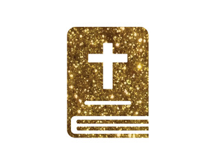 Obraz premium Isolated glitter golden holy bible book icon