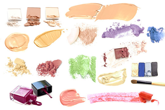 Many various make up products isolated