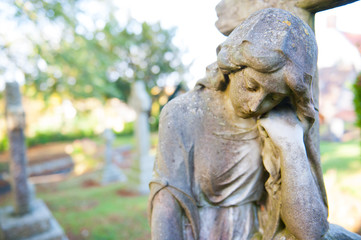 cemetery still-life - sad woman
