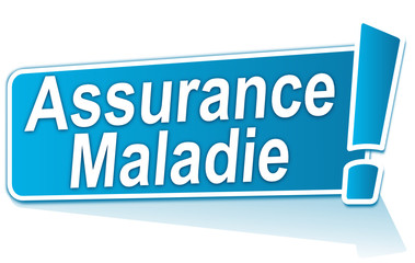assurance maladie sur étiquette bleue