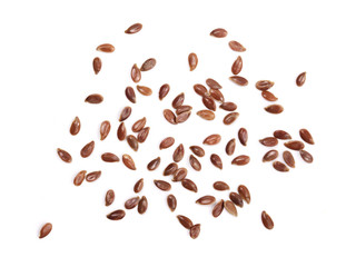 flax seeds isolated on white background. Top view