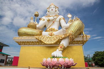 Statue of Brahma at Wat Saman Rattanaram in Chachoengsao,Thailand