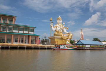 Statue of Brahma at Wat Saman Rattanaram in Chachoengsao,Thailand